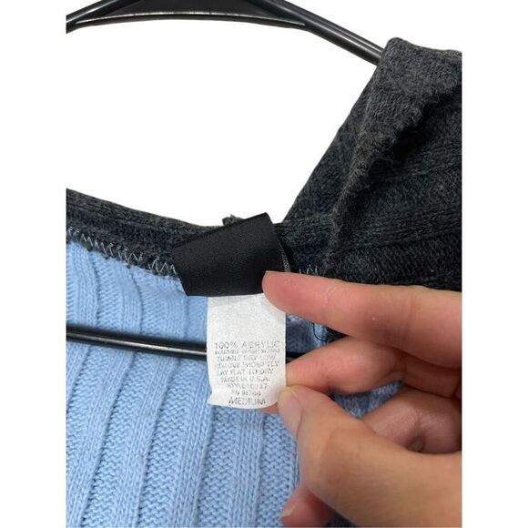 Vintage smooches Y2K Blue Gray Chunky Knit Cardigan Sweater Size M - Picture 6 of 9